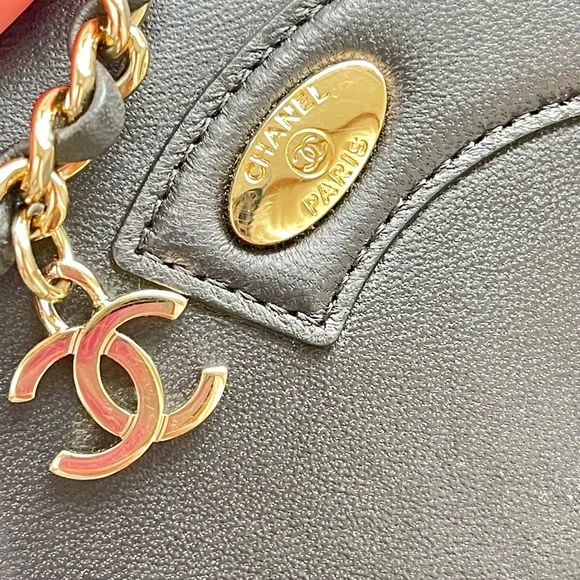 AUTH CHANEL 19K CC Mania Small Flap Bag BLACK/GOLD Full Set RECEIPT - Picture 8 of 12